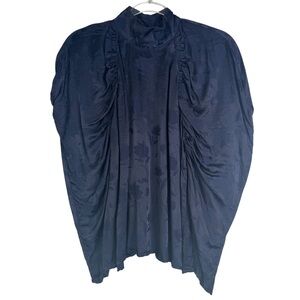 Zero Degrees Celsius Navy Blue Jacquard Bat Sleeve Mock Neck Blouse X- Small XS‎